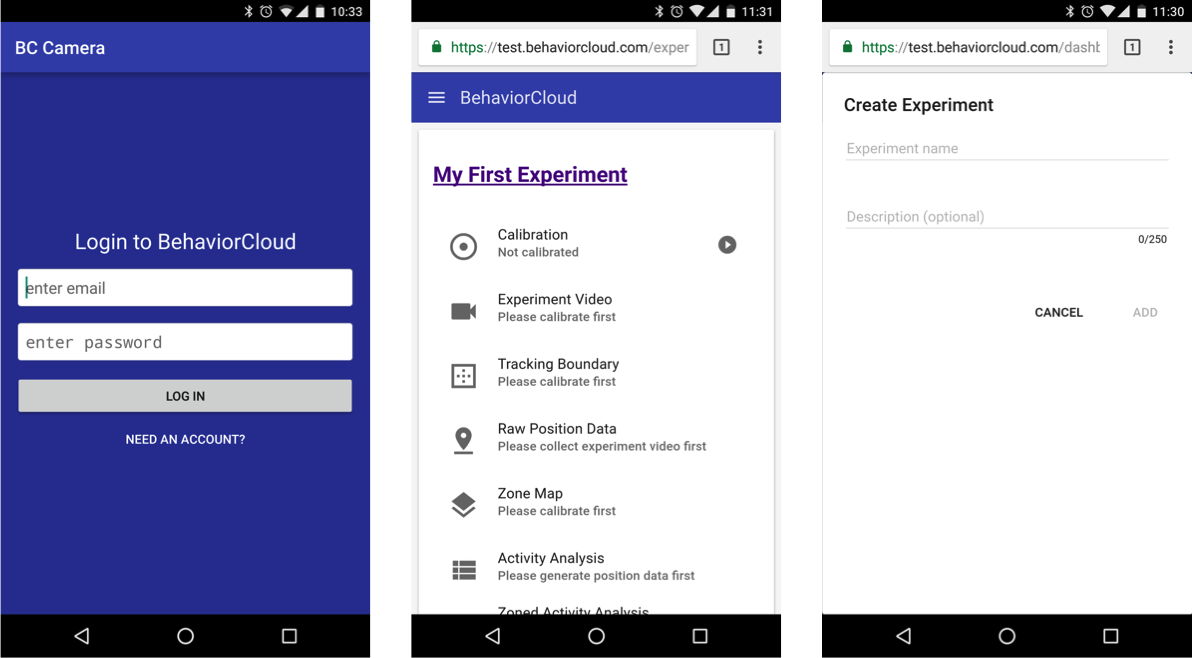 Smartphone showing how to create an experiment