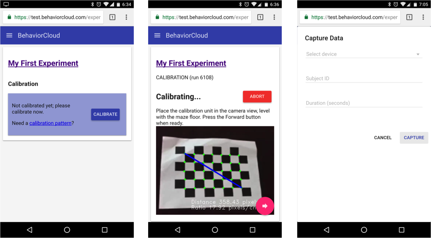 Smartphone showing how to calibrate distance and capture data from a video tracking experiment