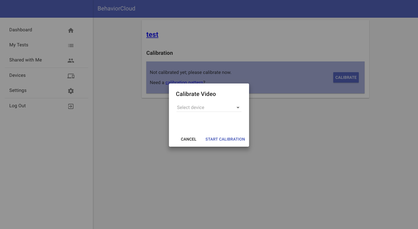 Calibration initiation page