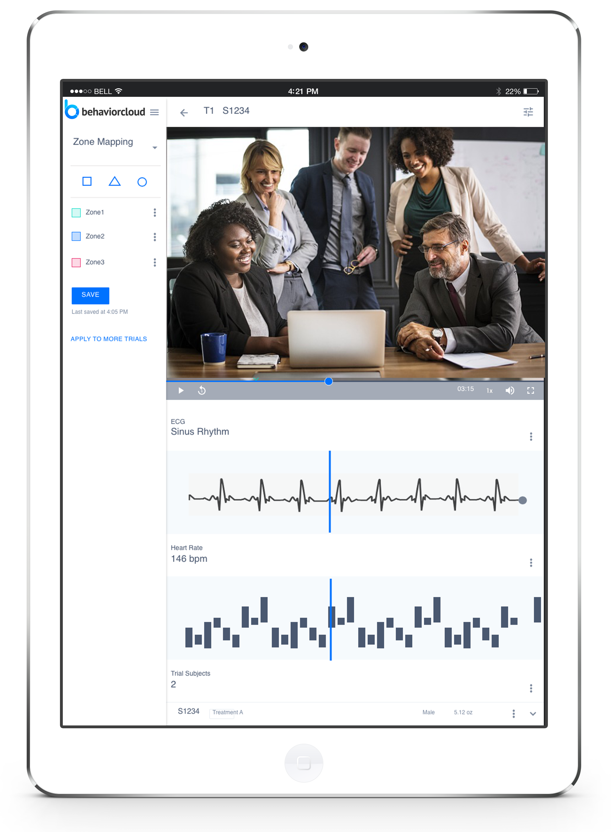 Tablet showing manual scoring on BehaviorCloud